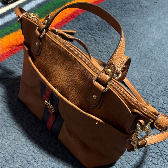 Tommy Hilfiger Tan Handbag with Red and Black Stripe - Picture 2 of 7